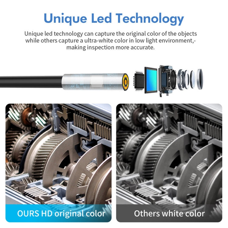 Camera nội soi kỹ thuật số công nghiệp Y17 5MP 12mm ống kính kép HD tự động lấy nét WiFi, cáp cứng 1m, 3.5m, 5m, 10m