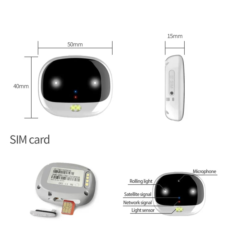 ReachFar RF-V47 IP67 Bộ Định Vị GPS Mini Đa Chức Năng Cho Thú Cưng Có Đèn LED & Kẹp Sau