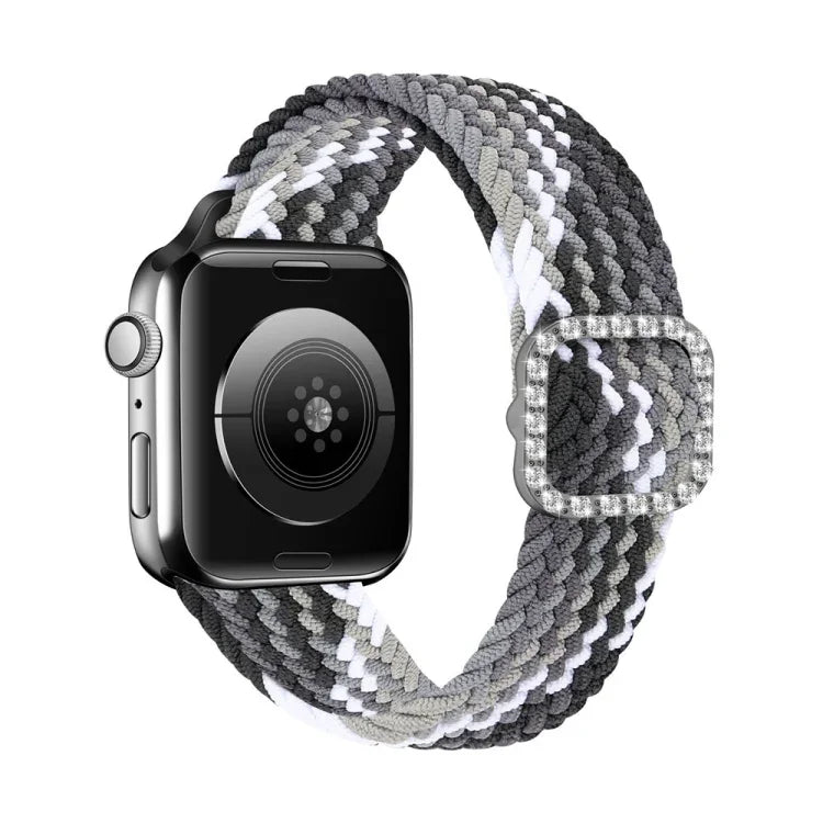 Dây đồng hồ thay thế dây thắt nylon co giãn khóa kim cương có thể điều chỉnh cho Apple Watch Series, 7 & 6 & SE & 5 & 4 40mm/3 & 2 & 1 38mm, 7 & 6 & SE & 5 & 4 44mm/3 & 2 & 1 42mm