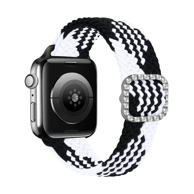 Dây đồng hồ thay thế dây thắt nylon co giãn khóa kim cương có thể điều chỉnh cho Apple Watch Series, 7 & 6 & SE & 5 & 4 40mm/3 & 2 & 1 38mm, 7 & 6 & SE & 5 & 4 44mm/3 & 2 & 1 42mm