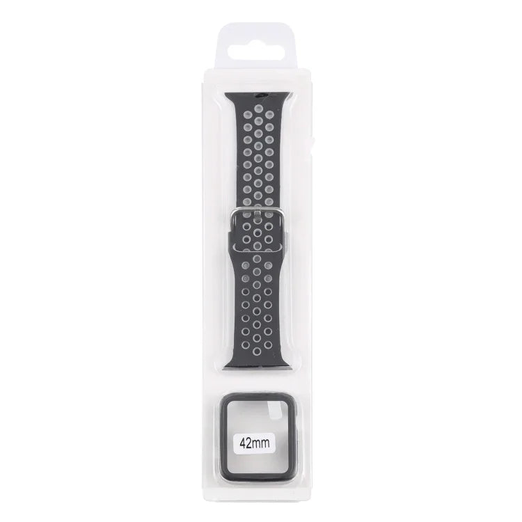 Bộ dây đồng hồ thay thế silicone + ốp bảo vệ kèm miếng dán màn hình cho Apple Watch Series, 3 & 2 & 1 42mm, cho Apple Watch Series 6 / 5 / 4 / Watch SE 44mm