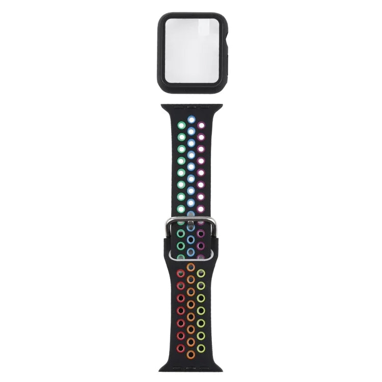 Bộ dây đồng hồ thay thế silicone + ốp bảo vệ kèm miếng dán màn hình cho Apple Watch Series, 3 & 2 & 1 42mm, cho Apple Watch Series 6 / 5 / 4 / Watch SE 44mm