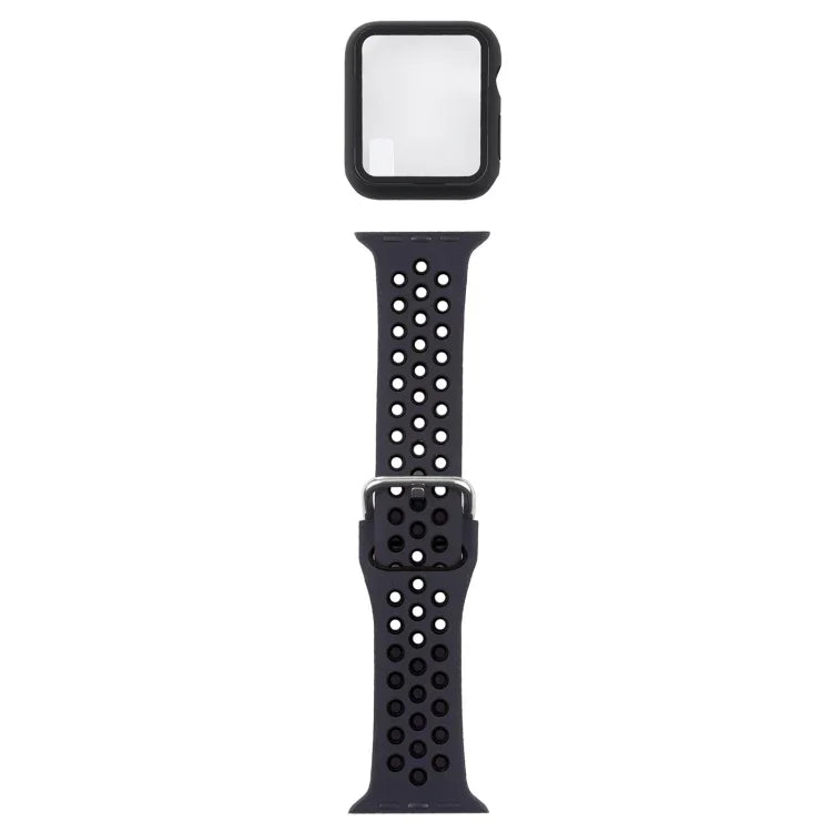 Bộ dây đồng hồ thay thế silicone + ốp bảo vệ kèm miếng dán màn hình cho Apple Watch Series, 3 & 2 & 1 42mm, cho Apple Watch Series 6 / 5 / 4 / Watch SE 44mm
