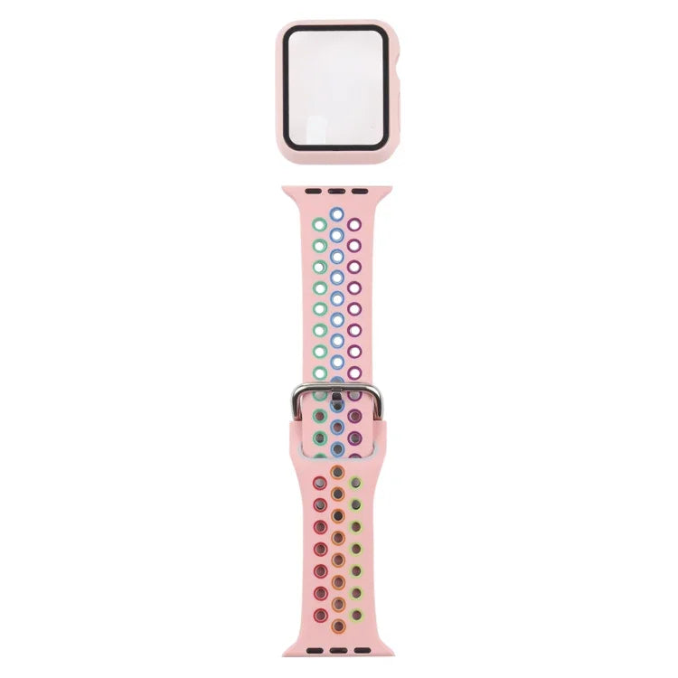 Bộ dây đồng hồ thay thế silicone + ốp bảo vệ kèm miếng dán màn hình cho Apple Watch Series, 3 & 2 & 1 42mm, cho Apple Watch Series 6 / 5 / 4 / Watch SE 44mm