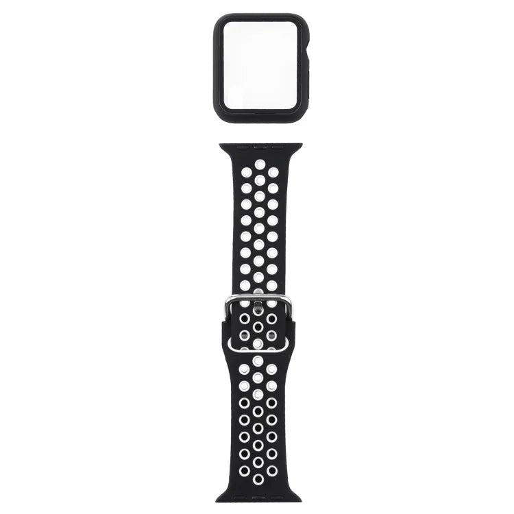 Bộ dây đồng hồ thay thế silicone + ốp bảo vệ kèm miếng dán màn hình cho Apple Watch Series, 3 & 2 & 1 42mm, cho Apple Watch Series 6 / 5 / 4 / Watch SE 44mm