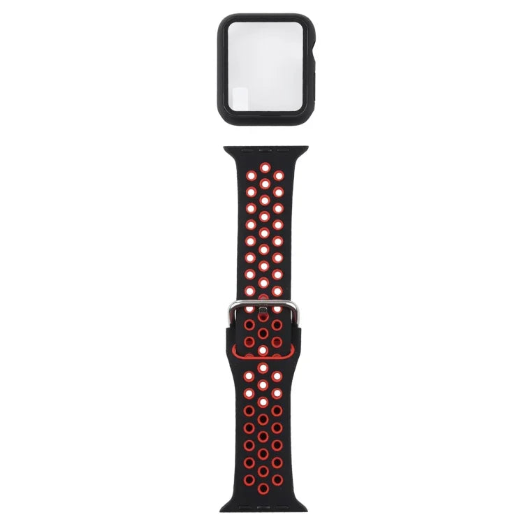 Bộ dây đồng hồ thay thế silicone + ốp bảo vệ kèm miếng dán màn hình cho Apple Watch Series, 3 & 2 & 1 42mm, cho Apple Watch Series 6 / 5 / 4 / Watch SE 44mm