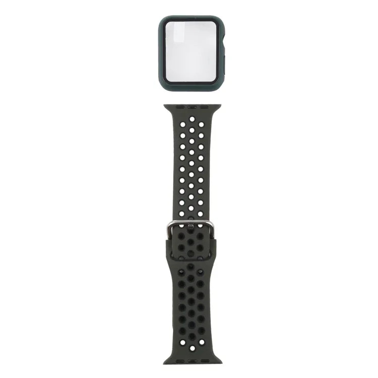 Bộ dây đồng hồ thay thế silicone + ốp bảo vệ kèm miếng dán màn hình cho Apple Watch Series, 3 & 2 & 1 42mm, cho Apple Watch Series 6 / 5 / 4 / Watch SE 44mm