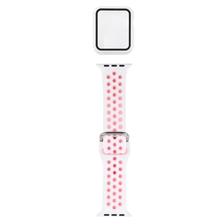 Bộ dây đồng hồ thay thế silicone + ốp bảo vệ kèm miếng dán màn hình cho Apple Watch Series, 3 & 2 & 1 42mm, cho Apple Watch Series 6 / 5 / 4 / Watch SE 44mm
