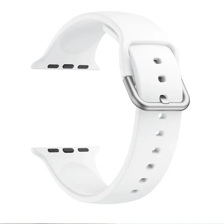 Dây đồng hồ thay thế khóa silicone một màu cho Apple Watch Series, 7 41mm / 6 & SE & 5 & 4 40mm / 3 & 2 & 1 38mm, 7 45mm / 6 & SE & 5 & 4 44mm / 3 & 2 & 1 42mm