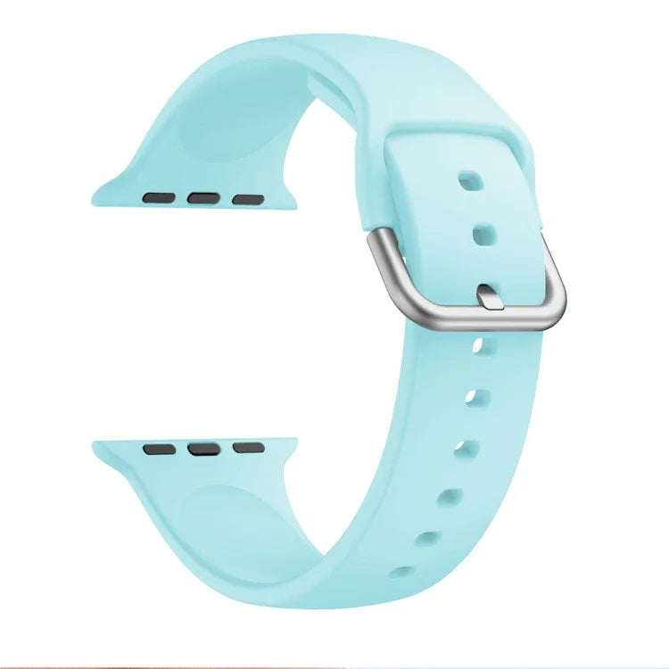 Dây đồng hồ thay thế khóa silicone một màu cho Apple Watch Series, 7 41mm / 6 & SE & 5 & 4 40mm / 3 & 2 & 1 38mm, 7 45mm / 6 & SE & 5 & 4 44mm / 3 & 2 & 1 42mm