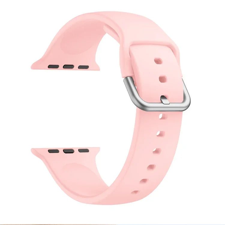 Dây đồng hồ thay thế khóa silicone một màu cho Apple Watch Series, 7 41mm / 6 & SE & 5 & 4 40mm / 3 & 2 & 1 38mm, 7 45mm / 6 & SE & 5 & 4 44mm / 3 & 2 & 1 42mm