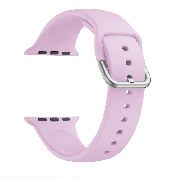 Dây đồng hồ thay thế khóa silicone một màu cho Apple Watch Series, 7 41mm / 6 & SE & 5 & 4 40mm / 3 & 2 & 1 38mm, 7 45mm / 6 & SE & 5 & 4 44mm / 3 & 2 & 1 42mm