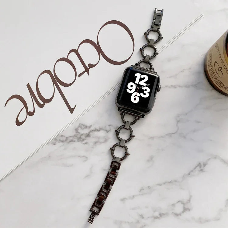 Dây đồng hồ thay thế kim loại mắt xích hình chữ O cho Apple Watch Series, 7 41mm/6&SE&5&4 40mm/3&2&1 38mm, 7 45mm/6&SE&5&4 44mm/3&2&1 42mm