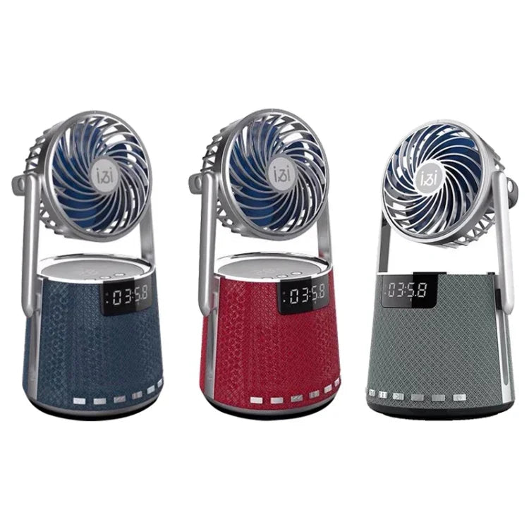 SOAIY K8 Wireless Bluetooth Dual Alarm Clock Speaker with Small Fan