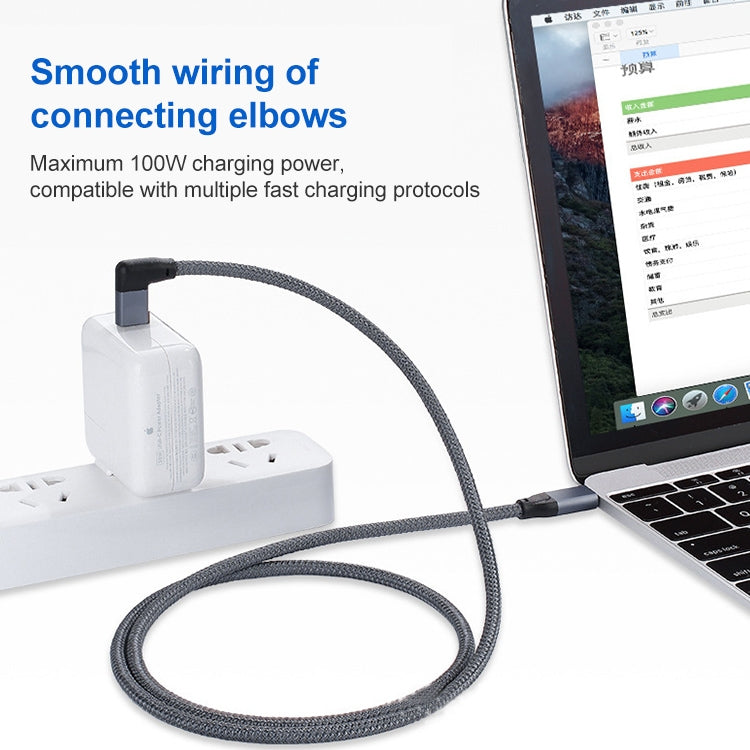 Cáp dữ liệu USB-C / Type-C chữ L 100W sang USB-C / Type-C đực đầy đủ chức năng có E-mark, dài 0,5m, 1m, 1,5m