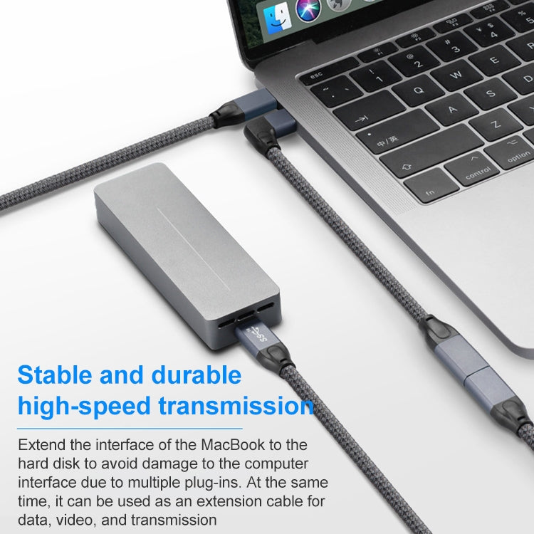 Cáp nối dài dữ liệu USB-C / Type-C chữ L đực sang USB-C / Type-C cái 100W đầy đủ chức năng, dài 0,2m, 0,5m, 1m, 1,5m
