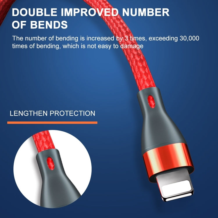 Cáp sạc dữ liệu nhanh USB 3A sang 8 Pin dệt ADC-001, 1m 8 Pin, 2m 8 Pin