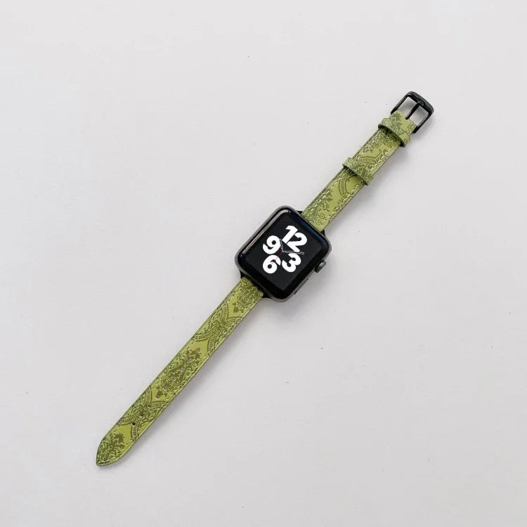 Dây đồng hồ thay thế da nhỏ gọn kiểu dân tộc cho Apple Watch Series, 7 41mm / 6&SE&5&4 40mm / 3&2&1 38mm, 7 45mm / 6&SE&5&4 44mm / 3&2&1 42mm