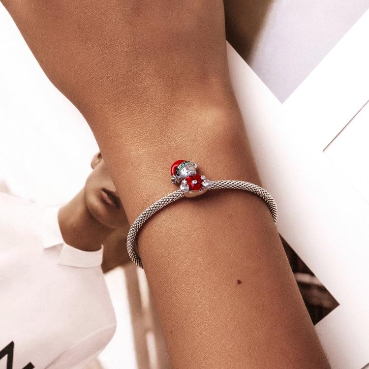 Hạt bạc S925 Sterling hình gấu Giáng sinh phụ kiện vòng tay vòng cổ tự làm, SCC2035