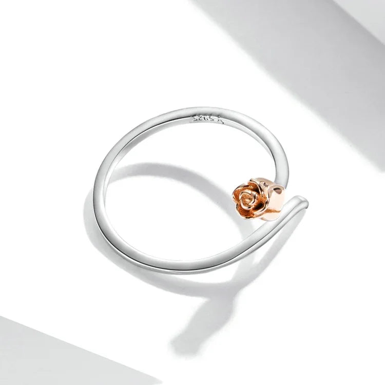 Nhẫn nữ bạc S925 Sterling hình hoa hồng, Hoa hồng
