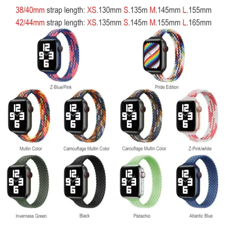 Dây đồng hồ thay thế bện nylon vòng eo nhỏ đơn cho Apple Watch Series, XS 130mm, XS 135mm, 7 41mm / 6&SE&5&4 40mm / 3&2&1 38mm