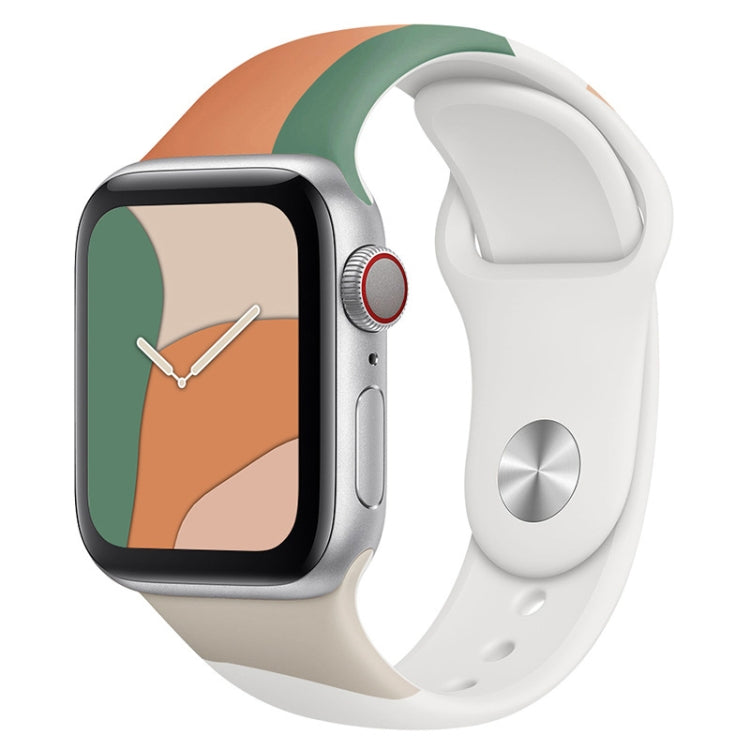 Dây đồng hồ thay thế silicone màu tương phản dòng Morandi cho Apple Watch Series, 7 41mm / 6&SE&5&4 40mm / 3&2&1 38mm, 7 45mm / 6&SE&5&4 44mm / 3&2&1 42mm