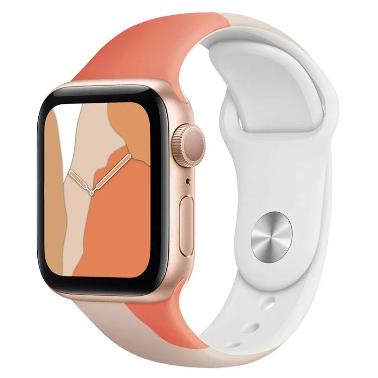 Dây đồng hồ thay thế silicone màu tương phản dòng Morandi cho Apple Watch Series, 7 41mm / 6&SE&5&4 40mm / 3&2&1 38mm, 7 45mm / 6&SE&5&4 44mm / 3&2&1 42mm
