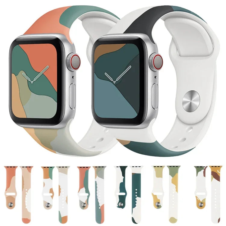 Dây đồng hồ thay thế silicone màu tương phản dòng Morandi cho Apple Watch Series, 7 41mm / 6&SE&5&4 40mm / 3&2&1 38mm, 7 45mm / 6&SE&5&4 44mm / 3&2&1 42mm