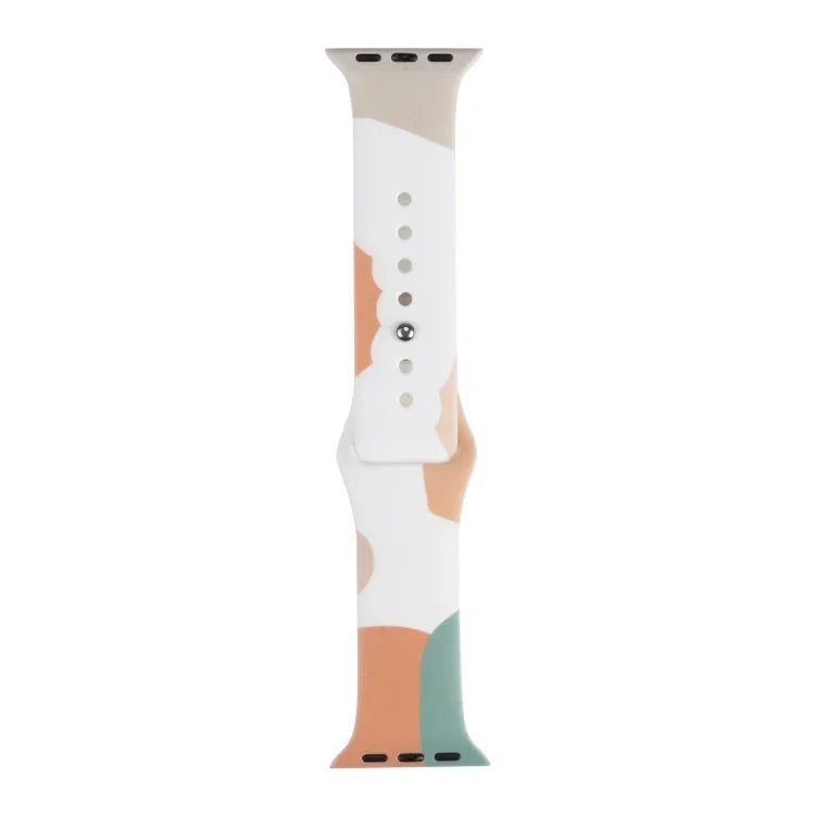 Dây đồng hồ thay thế silicone màu tương phản dòng Morandi cho Apple Watch Series, 7 41mm / 6&SE&5&4 40mm / 3&2&1 38mm, 7 45mm / 6&SE&5&4 44mm / 3&2&1 42mm