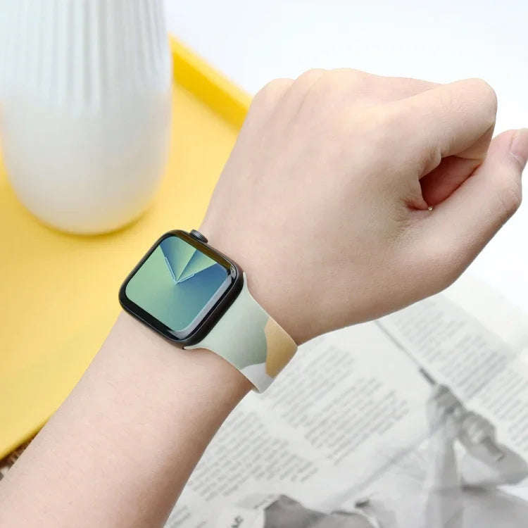 Dây đồng hồ thay thế silicone màu tương phản dòng Morandi cho Apple Watch Series, 7 41mm / 6&SE&5&4 40mm / 3&2&1 38mm, 7 45mm / 6&SE&5&4 44mm / 3&2&1 42mm