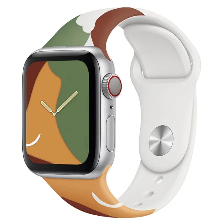 Dây đồng hồ thay thế silicone màu tương phản dòng Morandi cho Apple Watch Series, 7 41mm / 6&SE&5&4 40mm / 3&2&1 38mm, 7 45mm / 6&SE&5&4 44mm / 3&2&1 42mm