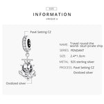 Mặt dây chuyền bạc S925 Sterling hình đầu lâu cướp biển và tàu phụ kiện vòng tay vòng cổ tự làm, Đầu lâu cướp biển và tàu