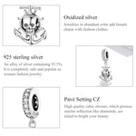 Mặt dây chuyền bạc S925 Sterling hình đầu lâu cướp biển và tàu phụ kiện vòng tay vòng cổ tự làm, Đầu lâu cướp biển và tàu
