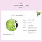 Hạt bạc S925 Sterling hình quả bóng tennis xanh phụ kiện vòng tay vòng cổ tự làm, Quả bóng tennis xanh