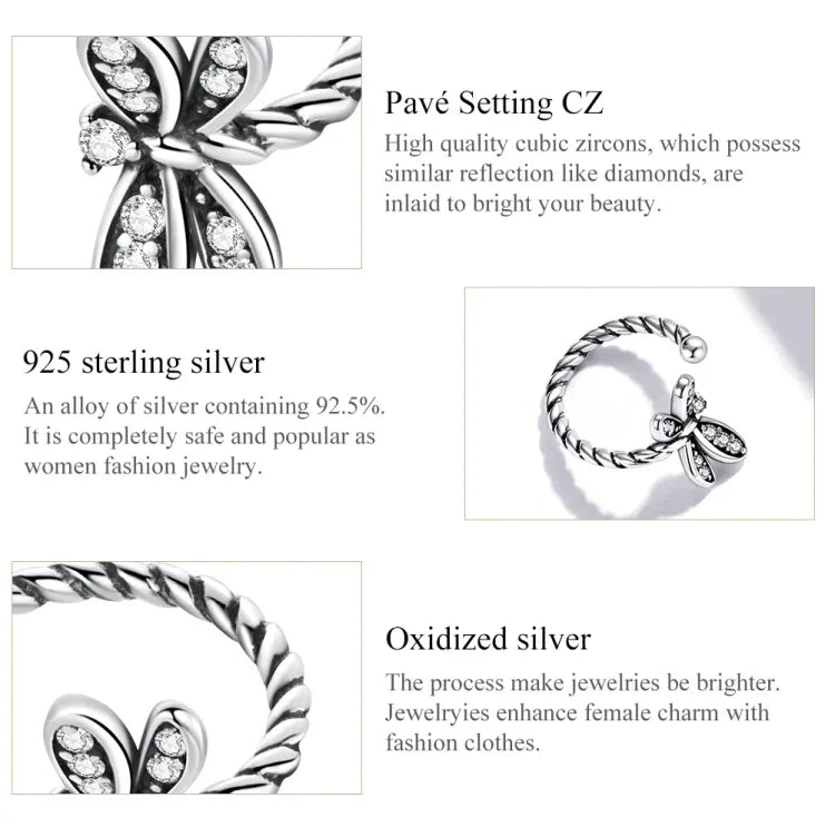 Bông tai nữ chuồn chuồn tinh xảo bạc Sterling S925, Chuồn chuồn