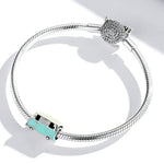 Hạt bạc S925 Sterling hình xe buýt mini phụ kiện vòng tay vòng cổ tự làm, Xe buýt mini