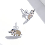 Bông tai nữ bạc S925 Sterling hình con lười dễ thương, Con lười dễ thương