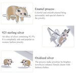 Bông tai nữ bạc S925 Sterling hình con lười dễ thương, Con lười dễ thương