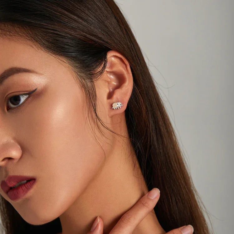 Bông tai nữ bạc S925 Sterling hình con lười dễ thương, Con lười dễ thương