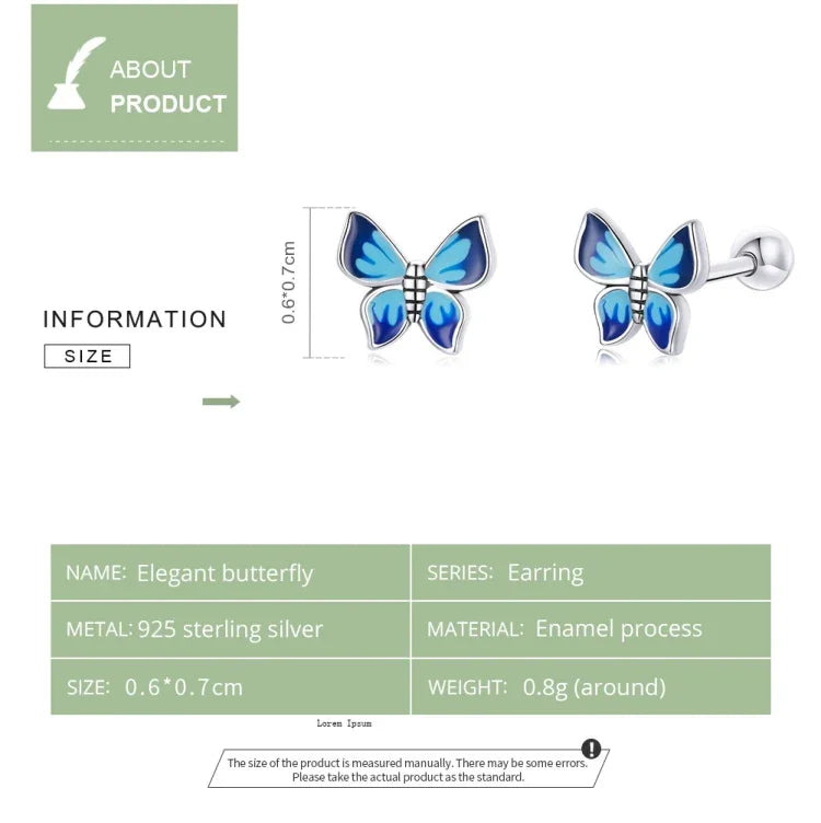 Bông tai nữ bạc Sterling S925 hình bướm, Bướm
