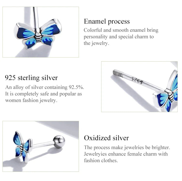 Bông tai nữ bạc Sterling S925 hình bướm, Bướm