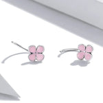 Bông tai nữ bạc S925 Sterling hình hoa hồng phấn, Hoa hồng phấn