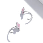 Bông tai nữ bạc S925 Sterling hình hoa hồng phấn, Hoa hồng phấn