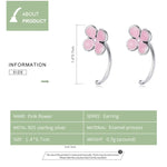 Bông tai nữ bạc S925 Sterling hình hoa hồng phấn, Hoa hồng phấn