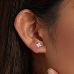 Bông tai nữ bạc S925 Sterling hình hoa hồng phấn, Hoa hồng phấn