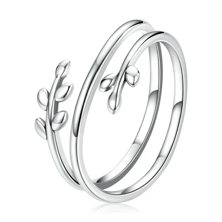 Nhẫn nữ bạc S925 Sterling nhiều vòng hình mây tre đan, Mây tre đan