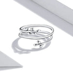 Nhẫn nữ bạc S925 Sterling nhiều vòng hình mây tre đan, Mây tre đan