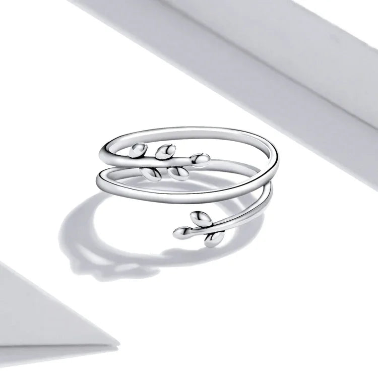 Nhẫn nữ bạc S925 Sterling nhiều vòng hình mây tre đan, Mây tre đan