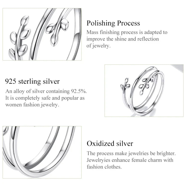 Nhẫn nữ bạc S925 Sterling nhiều vòng hình mây tre đan, Mây tre đan