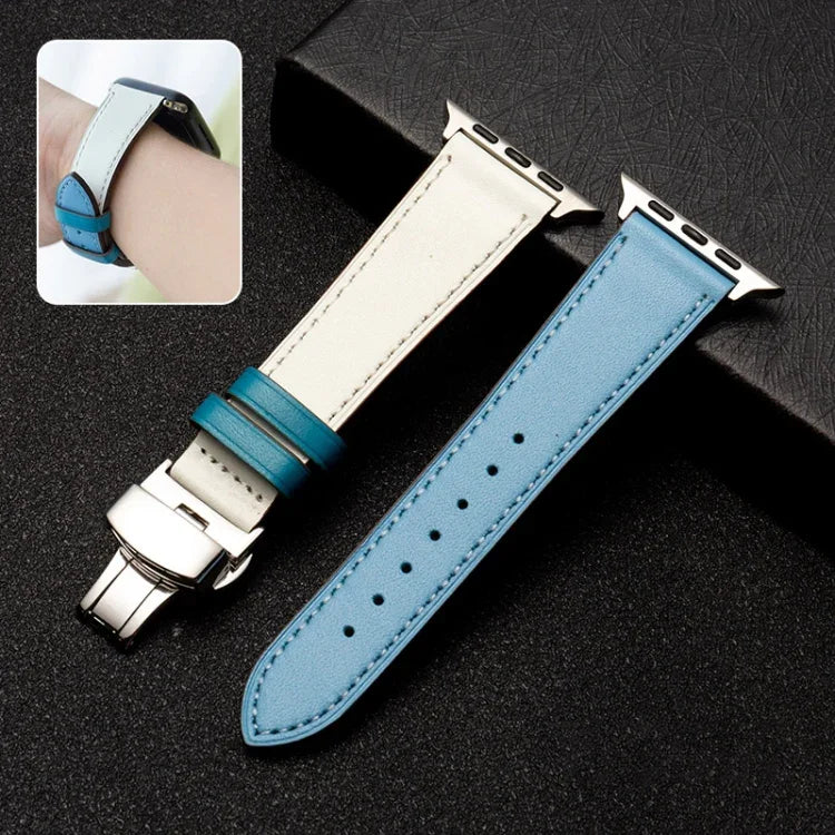 Dây đồng hồ da bò lớp trên cùng khóa bướm, cho Apple Watch Series 8&7 41mm / SE 2&6&SE&5&4 40mm / 3&2&1 38mm, cho Apple Watch Series 6&SE&5&4 44mm / 3&2&1 42mm, cho Apple Watch Series 6&SE& 5&4 40mm / 3 & 2 & 1 38mm